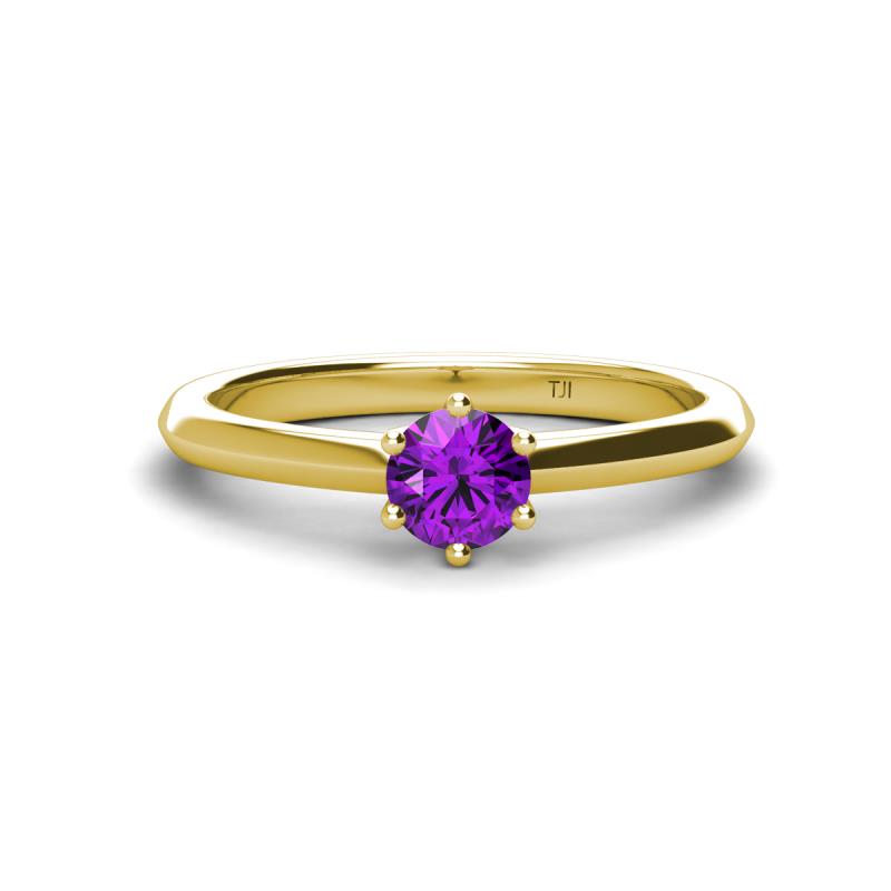 Maxine 5.00 mm Round Amethyst Solitaire Engagement Ring 