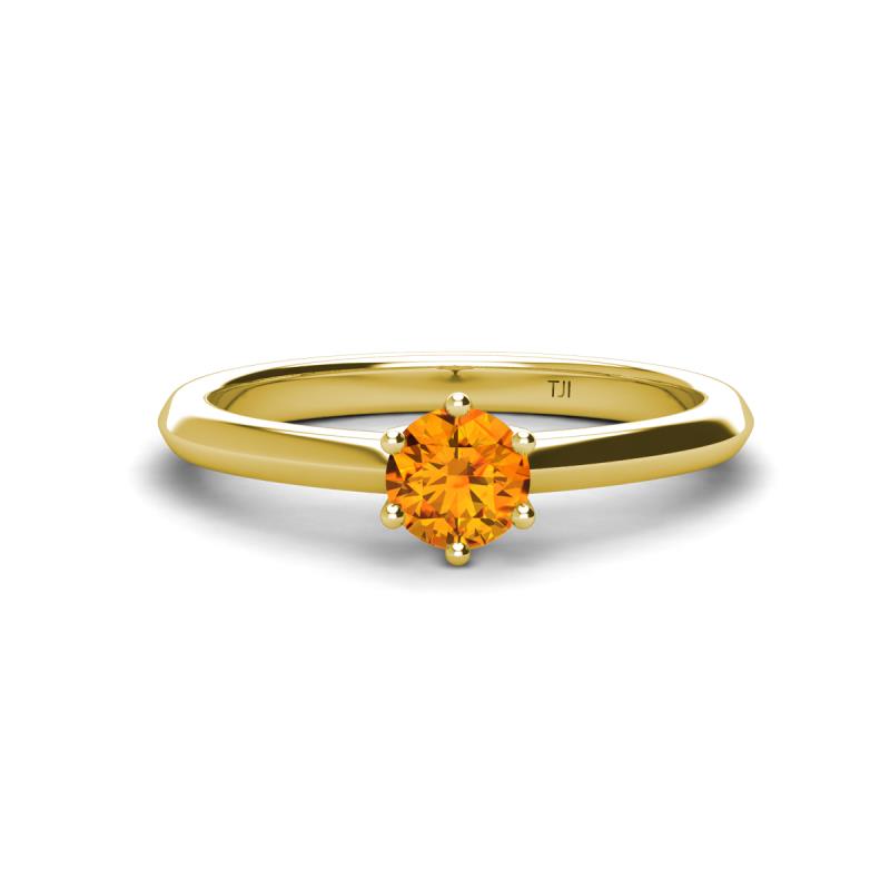 Maxine 5.00 mm Round Citrine Solitaire Engagement Ring 