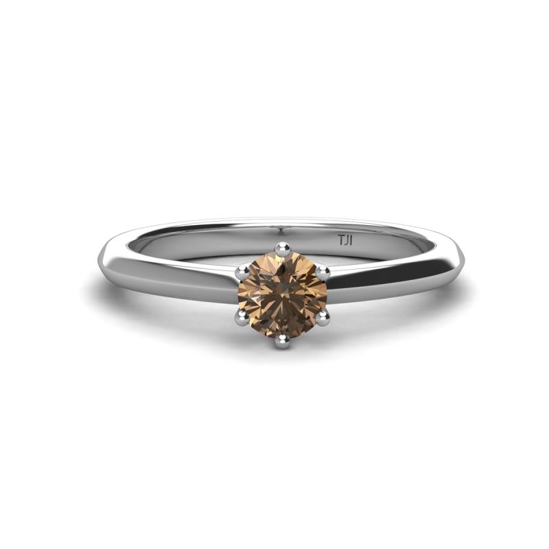 Maxine 5.00 mm Round Smoky Quartz Solitaire Engagement Ring 