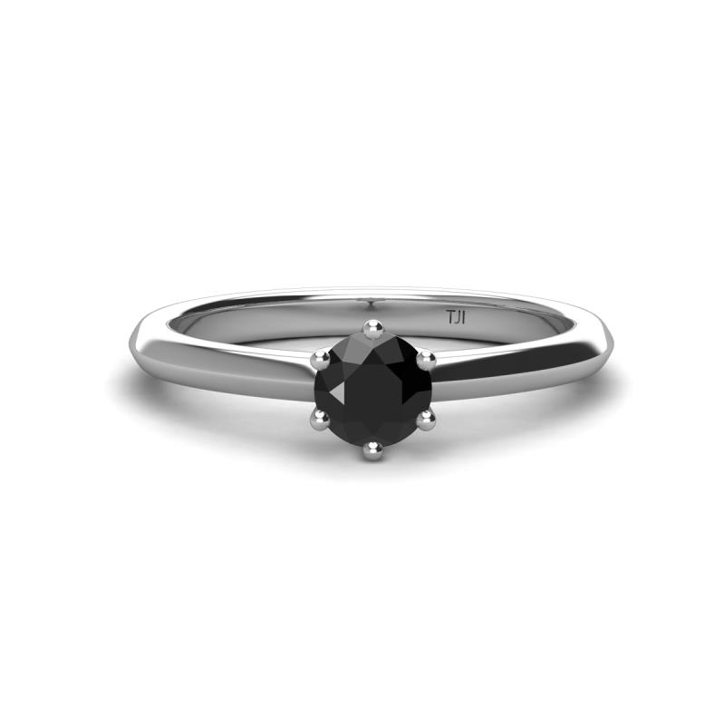 Maxine 5.00 mm Round Black Diamond Solitaire Engagement Ring 