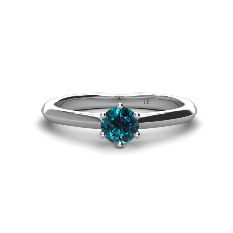 Maxine 5.00 mm Round Blue Diamond Solitaire Engagement Ring 