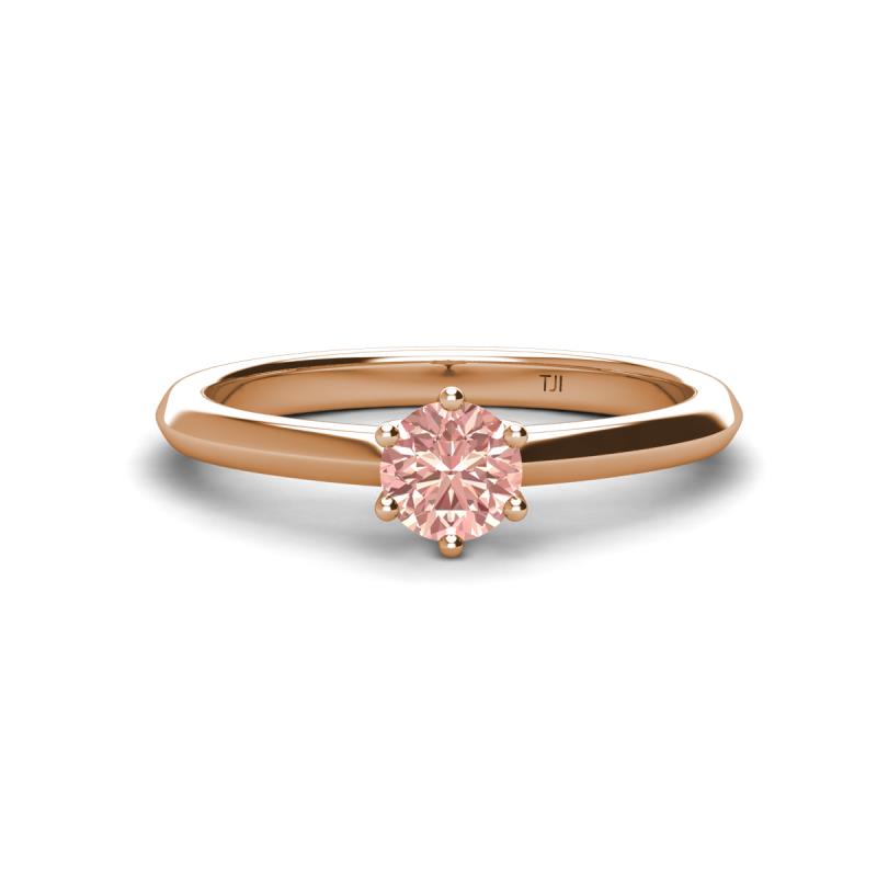 Maxine 5.00 mm Round Morganite Solitaire Engagement Ring 