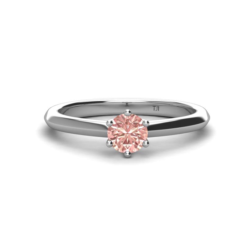 Maxine 5.00 mm Round Morganite Solitaire Engagement Ring 