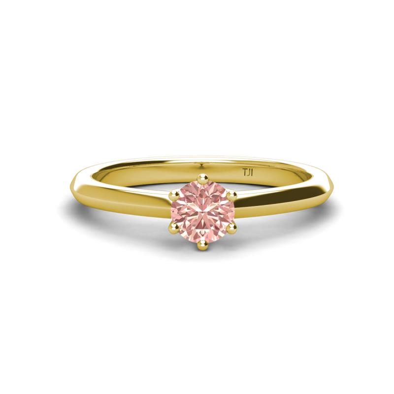 Maxine 5.00 mm Round Morganite Solitaire Engagement Ring 