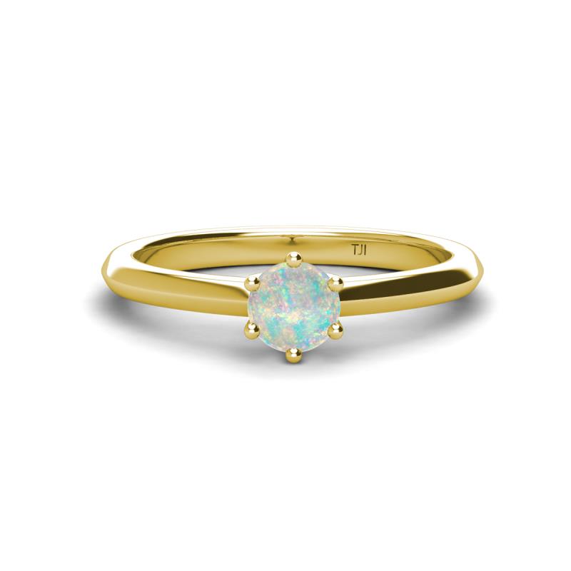Maxine 5.00 mm Round Opal Solitaire Engagement Ring 