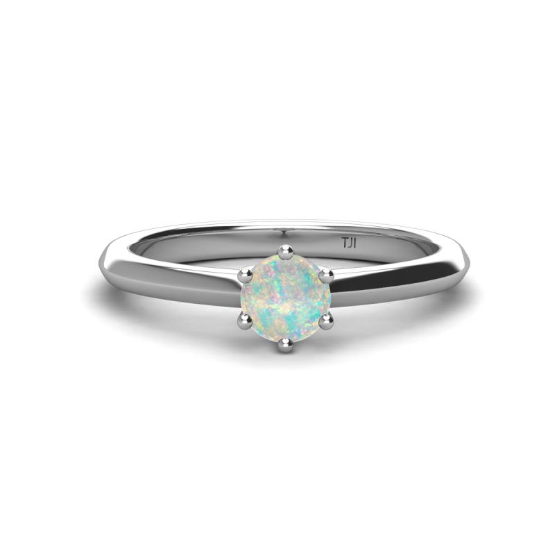 Maxine 5.00 mm Round Opal Solitaire Engagement Ring 