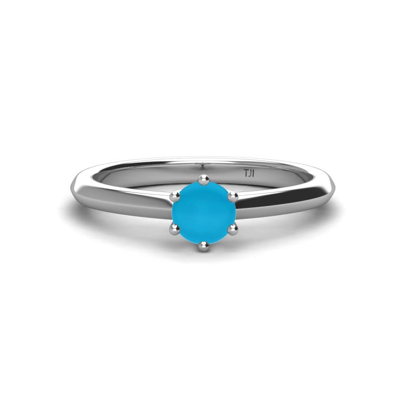 Maxine 5.00 mm Round Turquoise Solitaire Engagement Ring 