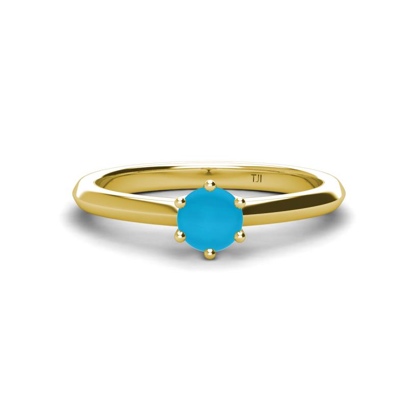 Maxine 5.00 mm Round Turquoise Solitaire Engagement Ring 