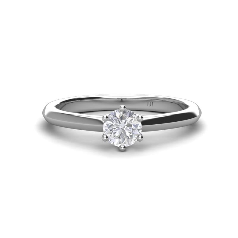 Maxine 5.00 mm Round White Sapphire Solitaire Engagement Ring 
