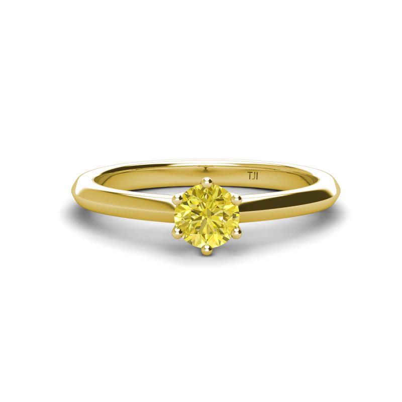 Maxine 5.00 mm Round Yellow Diamond Solitaire Engagement Ring 