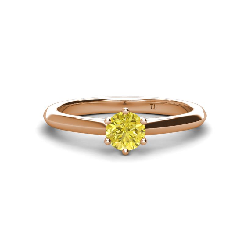 Maxine 5.00 mm Round Yellow Diamond Solitaire Engagement Ring 