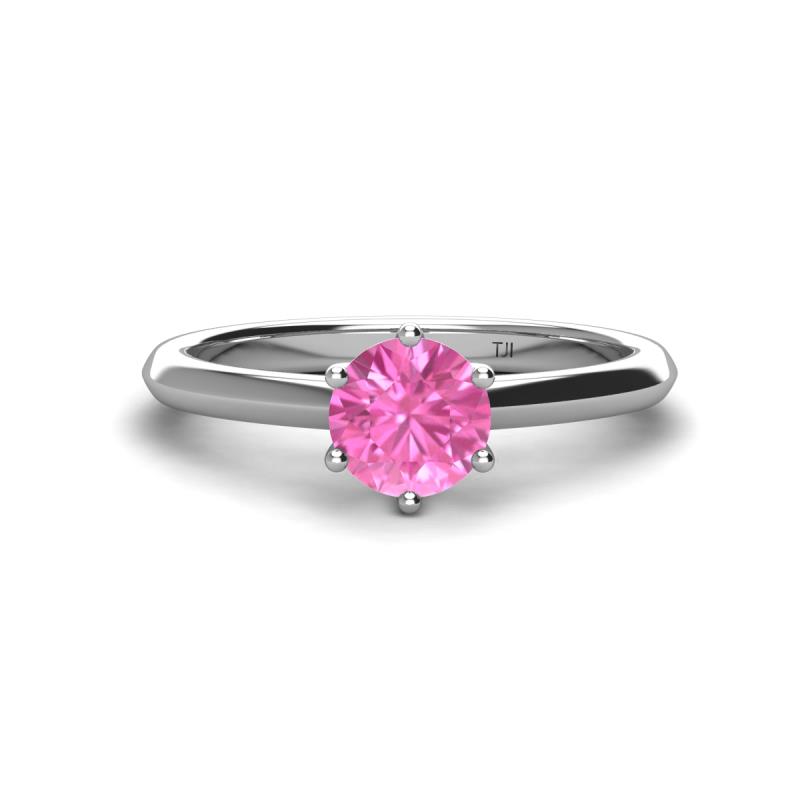 Maxine 6.00 mm Round Lab Created Pink Sapphire Solitaire Engagement Ring 