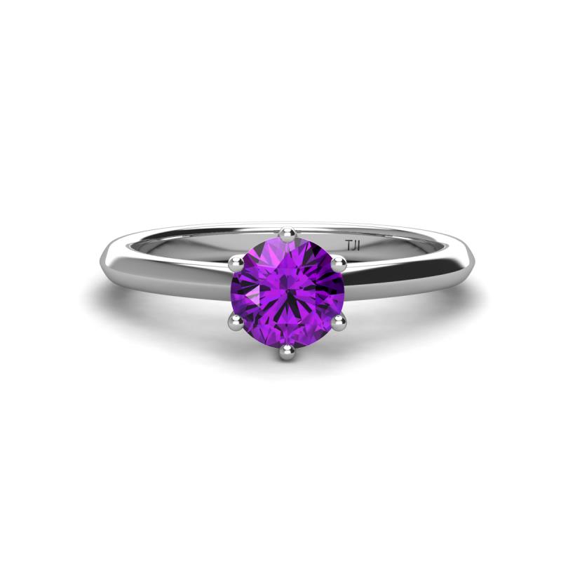 Maxine 6.50 mm Round Amethyst Solitaire Engagement Ring 