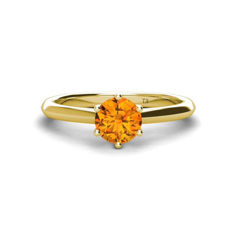 Maxine 6.50 mm Round Citrine Solitaire Engagement Ring 