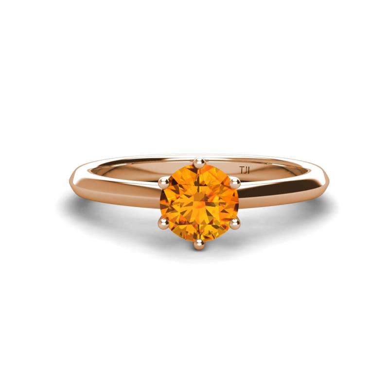 Maxine 6.50 mm Round Citrine Solitaire Engagement Ring 