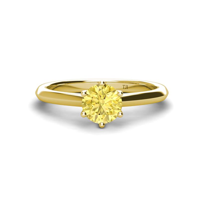 Maxine 6.00 mm Round Lab Created Yellow Sapphire Solitaire Engagement Ring 