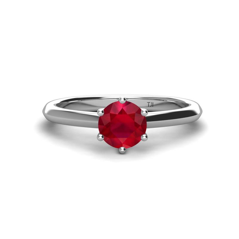 Maxine 6.00 mm Round Ruby Solitaire Engagement Ring 