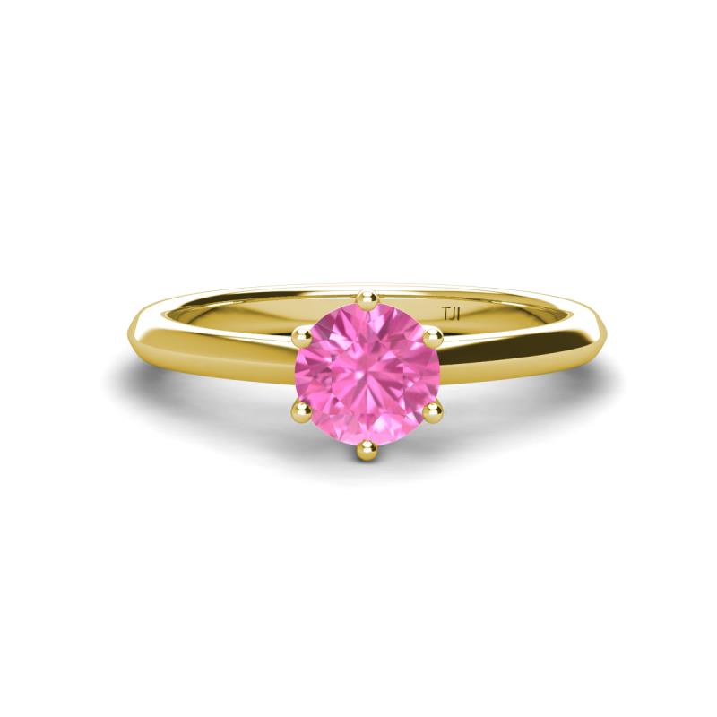 Maxine 6.00 mm Round Lab Created Pink Sapphire Solitaire Engagement Ring 