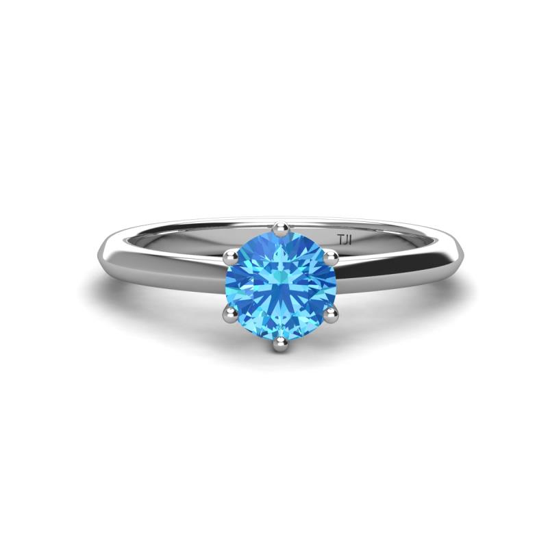 Maxine 6.50 mm Round Blue Topaz Solitaire Engagement Ring 