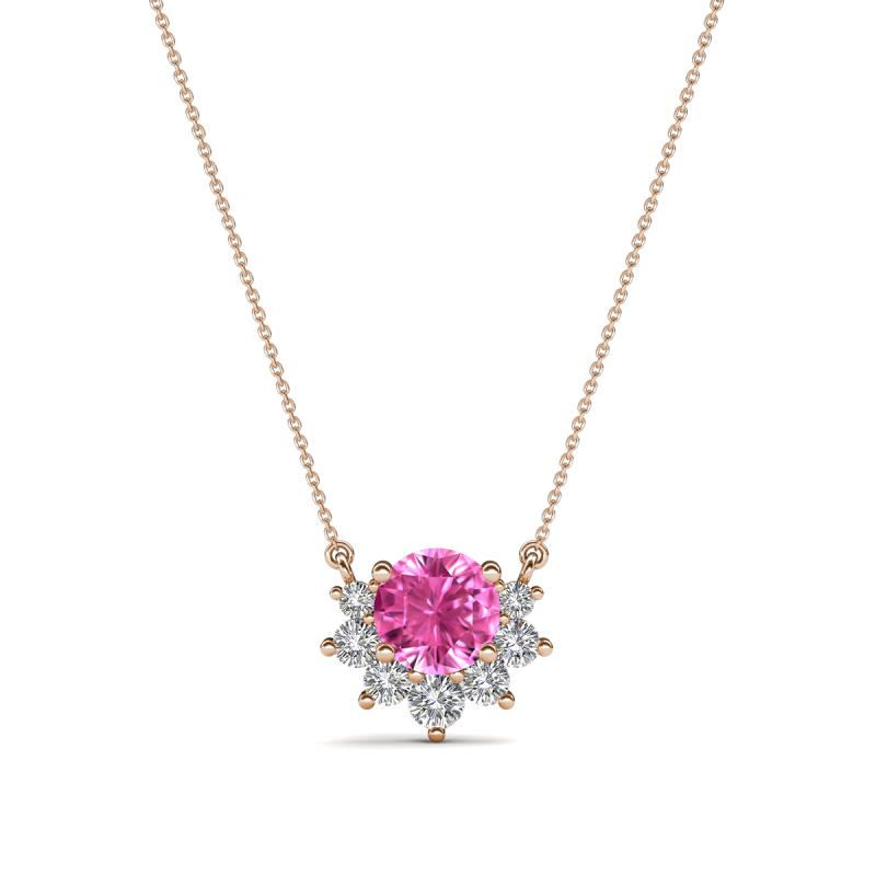 0.37 Carat Round Brilliant Pink Diamond Pendant Necklaces 14k Rose