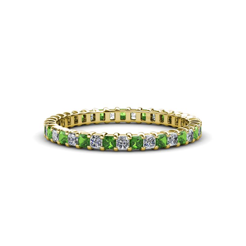 Allie 2.00 mm Princess Cut Green Garnet and Lab Grown Diamond Eternity Band 