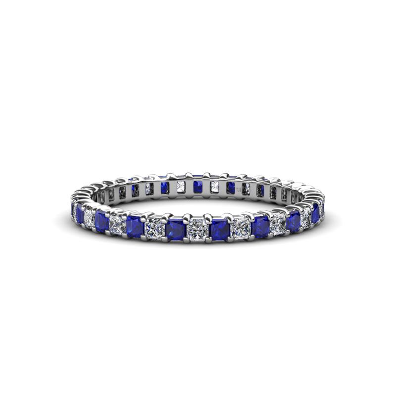 Allie 2.00 mm Princess Cut Blue Sapphire and Lab Grown Diamond Eternity Band 