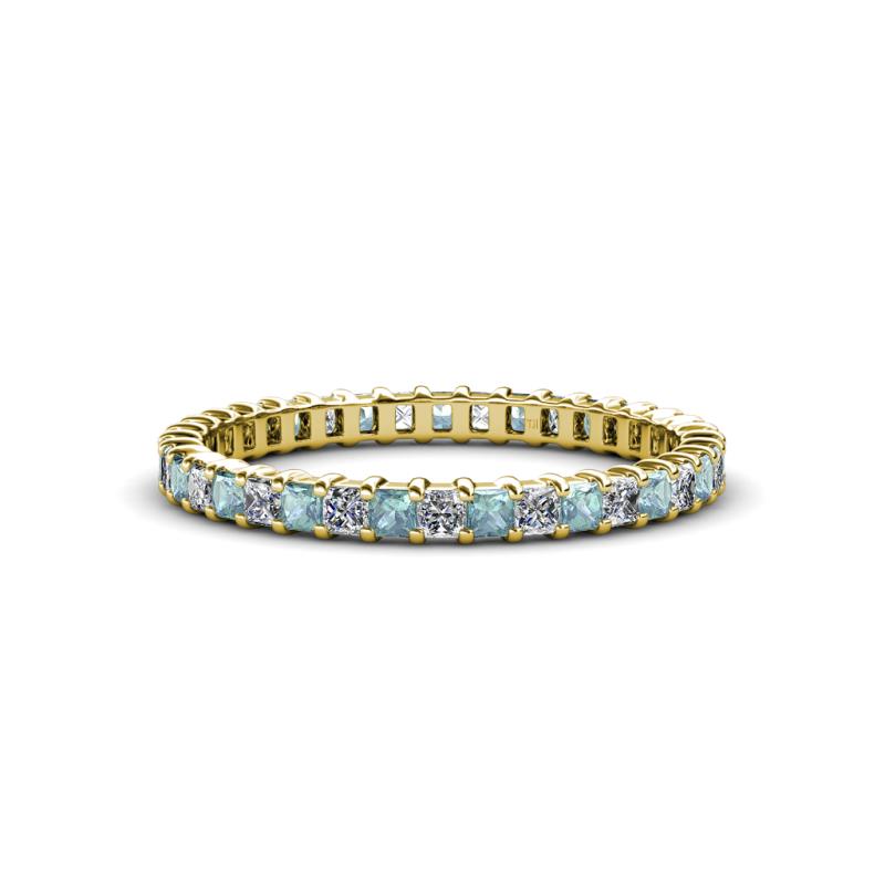 Allie 2.00 mm Princess Cut Aquamarine and Lab Grown Diamond Eternity Band 