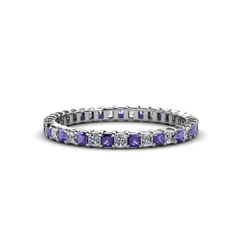 Allie 2.00 mm Princess Cut Iolite and Lab Grown Diamond Eternity Band 