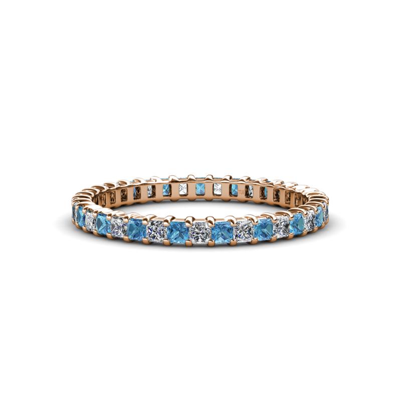 Allie 2.00 mm Princess Cut Blue Topaz and Lab Grown Diamond Eternity Band 