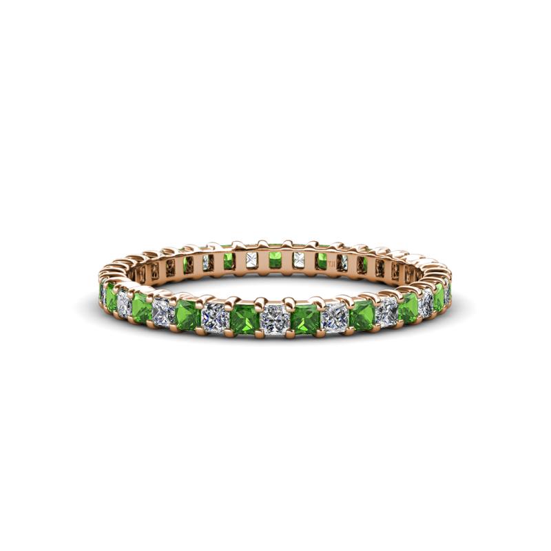 Allie 2.00 mm Princess Cut Green Garnet and Lab Grown Diamond Eternity Band 