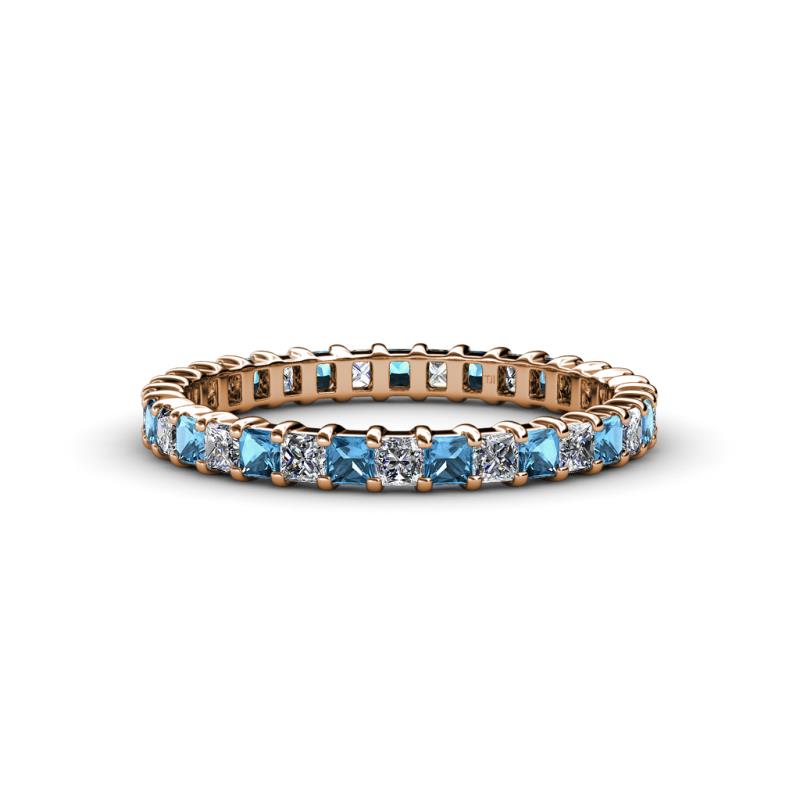 Allie 2.50 mm Princess Cut Blue Topaz and Lab Grown Diamond Eternity Band 