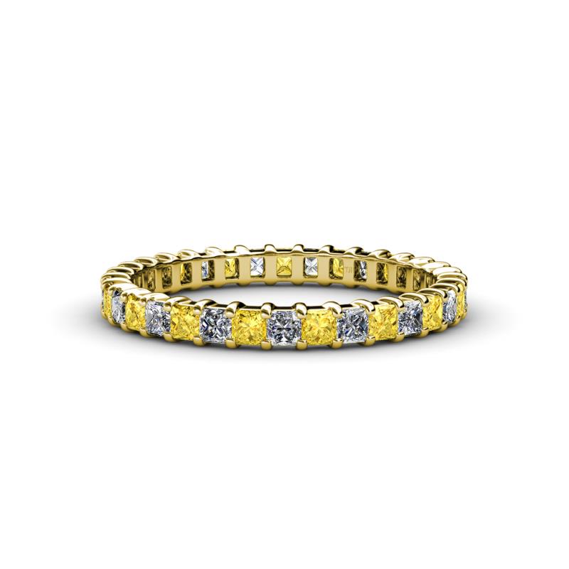 Allie 2.50 mm Princess Cut Yellow Sapphire and Lab Grown Diamond Eternity Band 