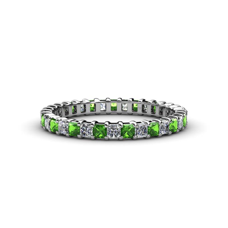 Allie 2.50 mm Princess Cut Green Garnet and Lab Grown Diamond Eternity Band 