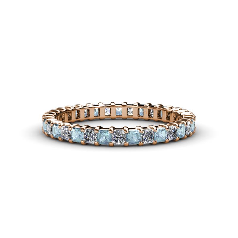 Allie 2.50 mm Princess Cut Aquamarine and Lab Grown Diamond Eternity Band 