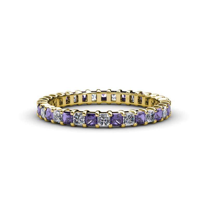 Allie 2.50 mm Princess Cut Iolite and Lab Grown Diamond Eternity Band 