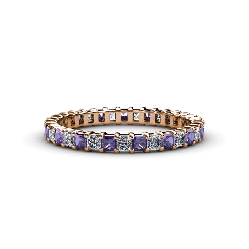 Allie 2.50 mm Princess Cut Iolite and Lab Grown Diamond Eternity Band 