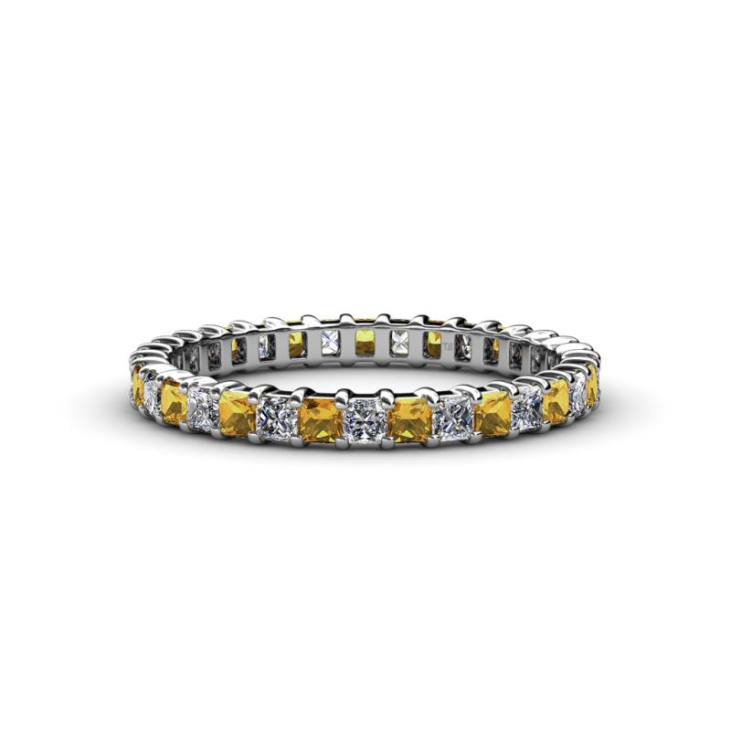 Allie 2.50 mm Princess Cut Citrine and Lab Grown Diamond Eternity Band 