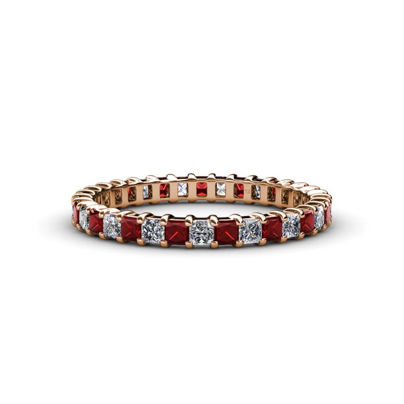 Allie 2.50 mm Princess Cut Red Garnet and Lab Grown Diamond Eternity Band 