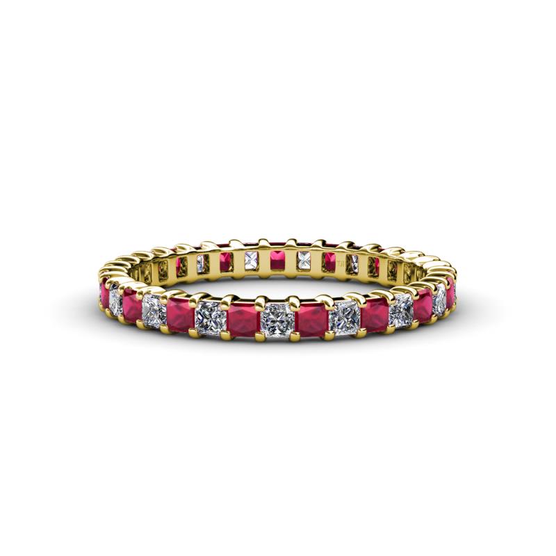 Allie 2.50 mm Princess Cut Ruby and Lab Grown Diamond Eternity Band 