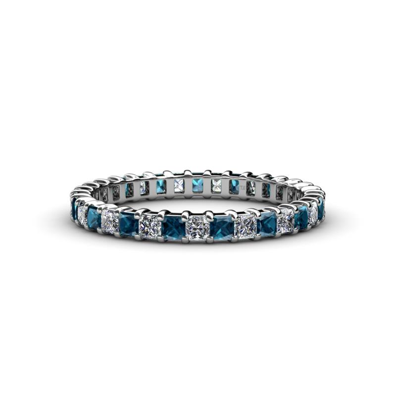 Allie 2.50 mm Princess Cut Blue Diamond and White Lab Grown Diamond Eternity Band 