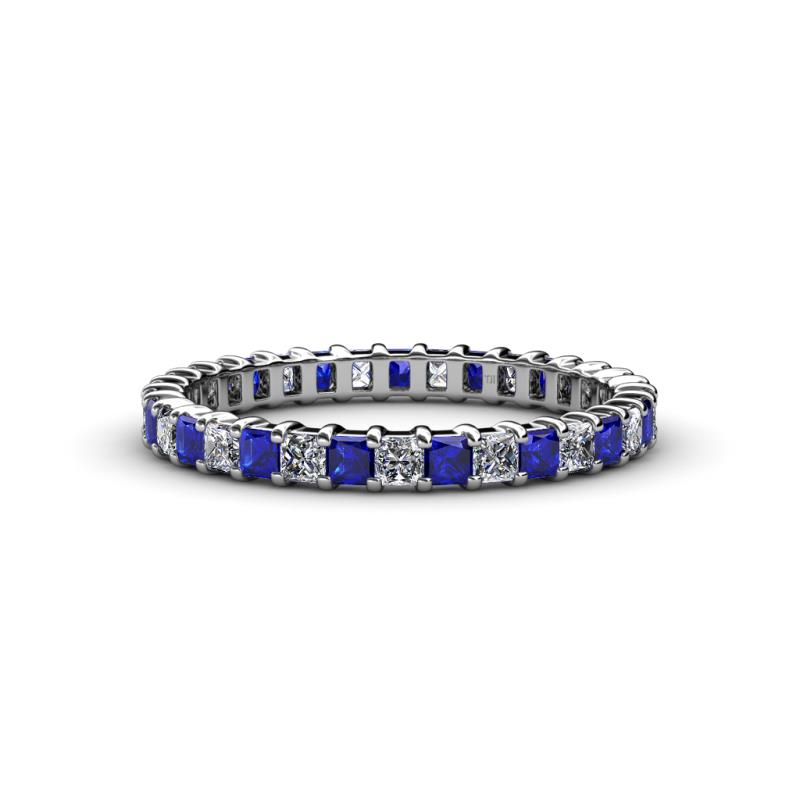 Allie 2.50 mm Princess Cut Blue Sapphire and Lab Grown Diamond Eternity Band 