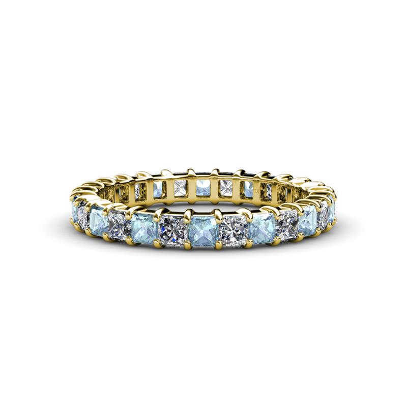 Allie 3.00 mm Princess Cut Aquamarine and Lab Grown Diamond Eternity Band 