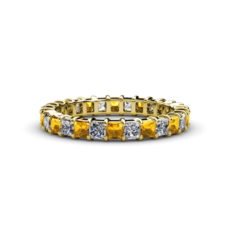 Allie 3.00 mm Princess Cut Citrine and Lab Grown Diamond Eternity Band 