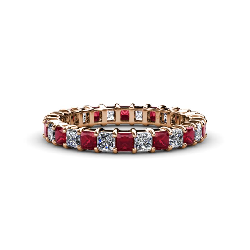 Allie 3.00 mm Princess Cut Ruby and Lab Grown Diamond Eternity Band 