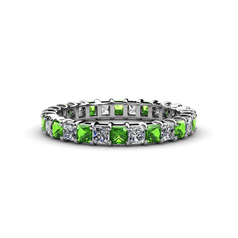 Allie 3.00 mm Princess Cut Green Garnet and Lab Grown Diamond Eternity Band 