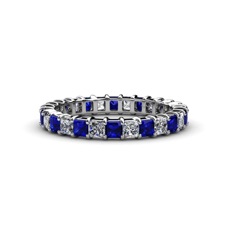 Allie 3.00 mm Princess Cut Blue Sapphire and Lab Grown Diamond Eternity Band 