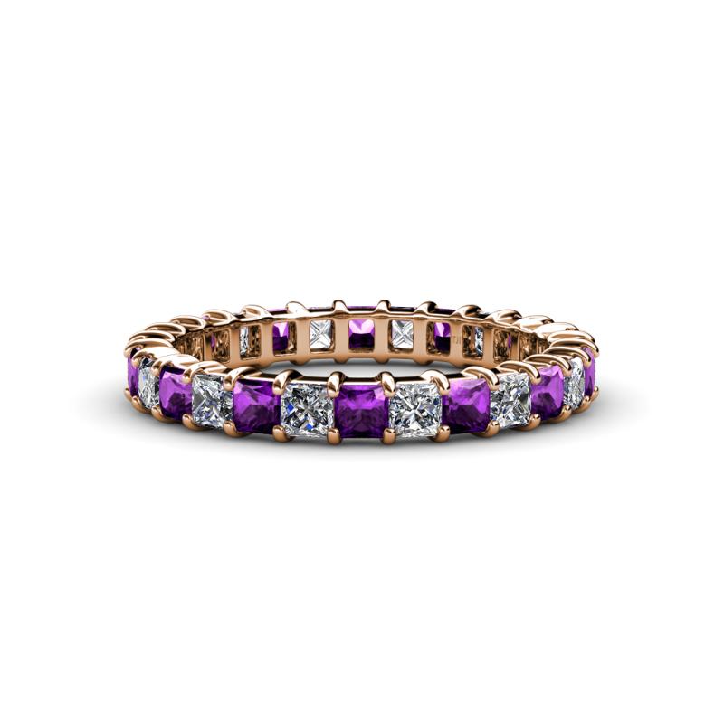 Allie 3.00 mm Princess Cut Amethyst and Lab Grown Diamond Eternity Band 