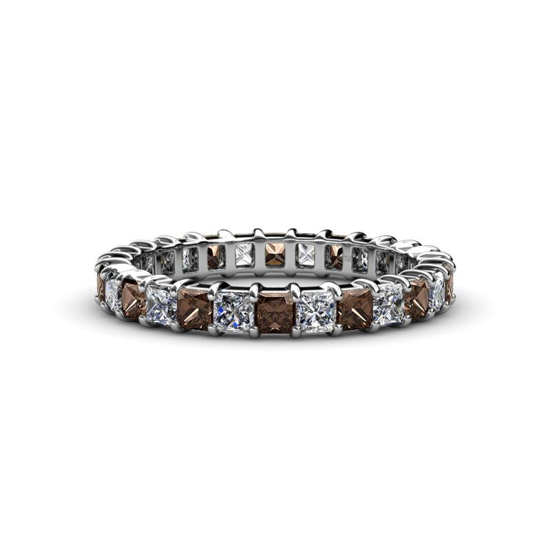 Allie 3.00 mm Princess Cut Smoky Quartz and Lab Grown Diamond Eternity Band 