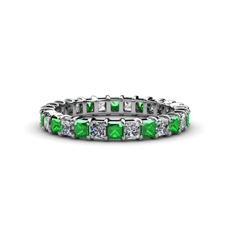 Allie 3.00 mm Princess Cut Emerald and Lab Grown Diamond Eternity Band 