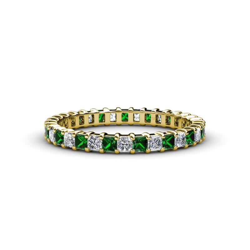 Allie 2.50 mm Princess Cut Lab Created Emerald and Lab Grown Diamond Eternity Band 